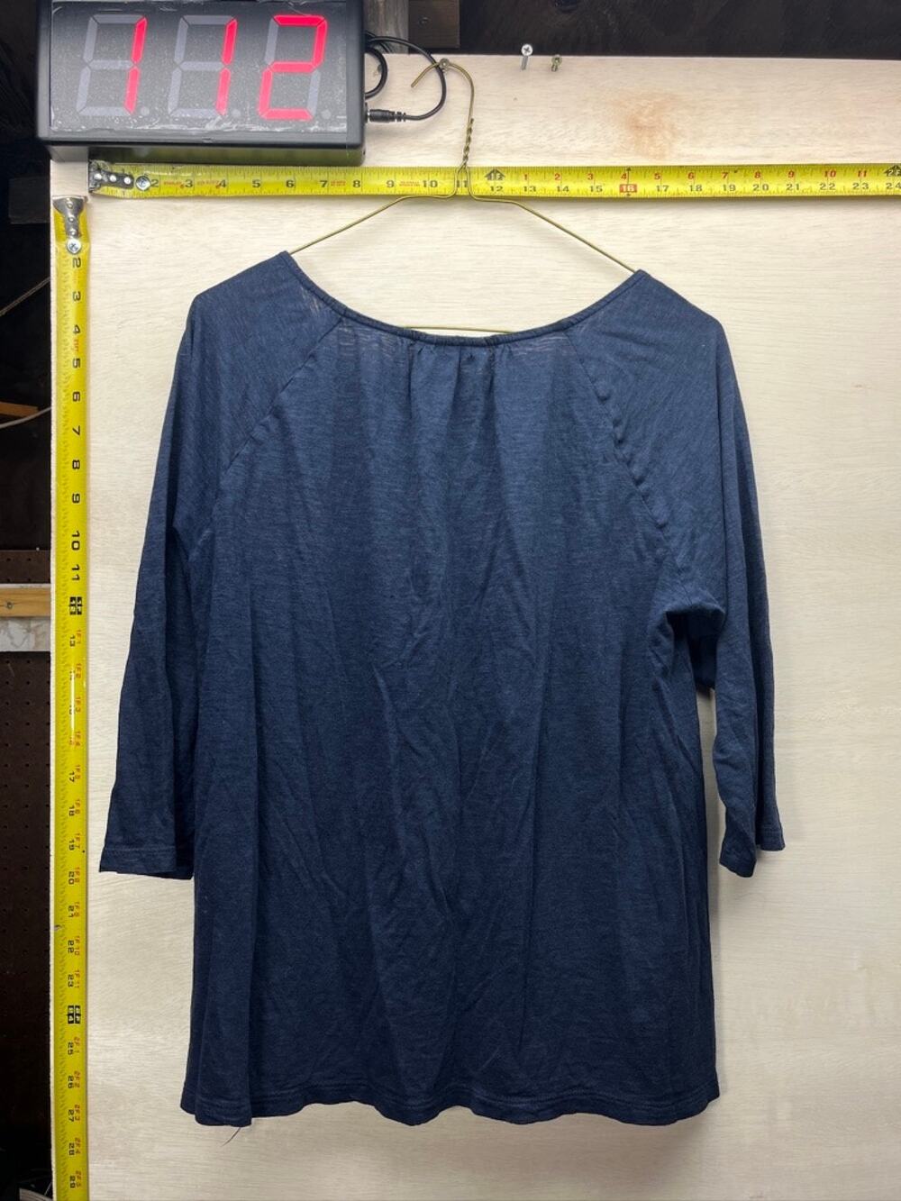 Women's Navy Blue Draped 3/4 Sleeve Tunic Top Cotton Modal